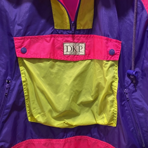 Vintage 80s 90s Neon Colorblock Windbreaker Pullover DKP Sport Mode Unisex - Picture 5 of 13